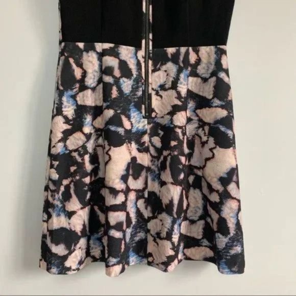 Club Monaco dress casual abstract print black multi color shirt sleeves size 6 - Picture 4 of 11